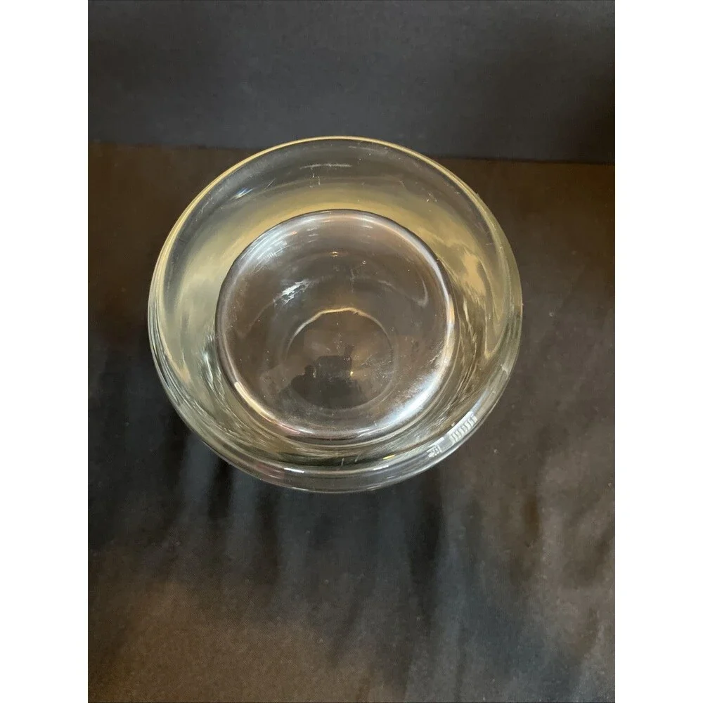 Elegant VTG Lead Crystal Vase with Hour Clock Look Heavy Thick Glass 6.5”X4.25”